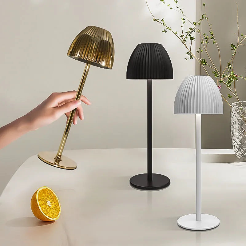 Ins pattern dimmable night lamp in thin round bottom black or white with USB charging