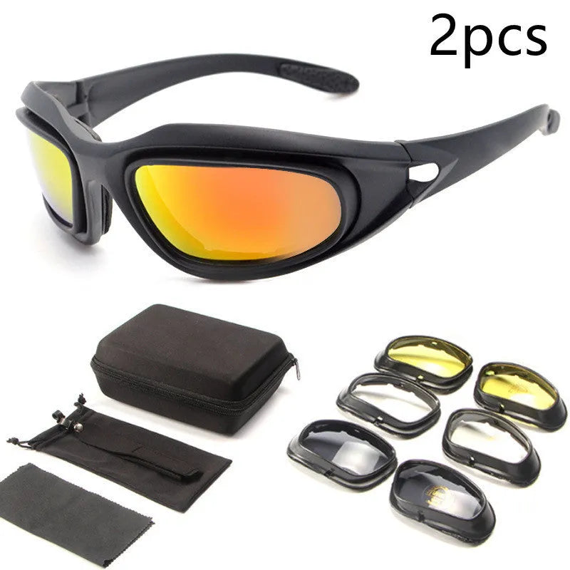 Tactical sports sunglasses with polarized lenses and a black full rim PC frame.