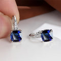 Square zircon inlaid geometric ear hook earrings in a gold electroplated finish