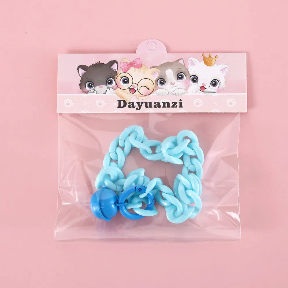 Adjustable plastic pet collar in macaron candy colours of blue, pink and mixed for cats and small dogs.