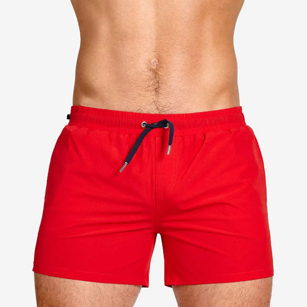 Mesh lining swimming sports shorts in polyester fabric available in six solid colours