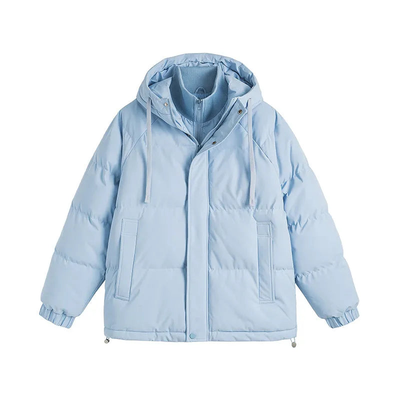 Loose fit two-piece cotton padded coat with side seam pockets in multiple colour options
