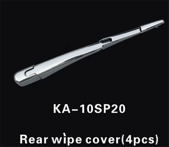 Set of four silvery ABS plastic rear window wiper cover trims for a 2010 Hyundai.