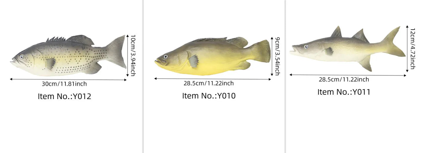 PU simulated fish ocean animal model toys showing yellow-fin tuna, yellow fin tuna, and small tuna realistic replicas