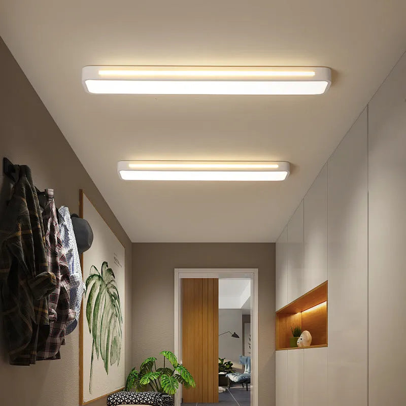 LED strip ceiling lamp Nordic simple aluminium acrylic black 48x12CM for corridor or balcony