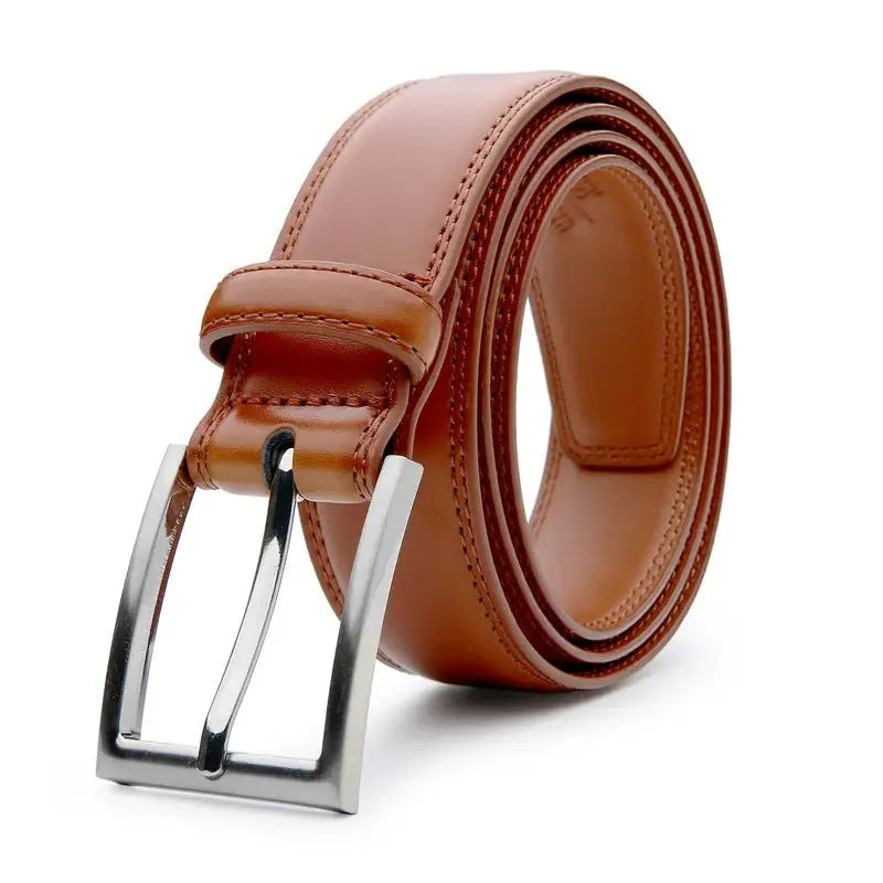 Men's casual leather belt with a textured 95 grain pattern and an alloy buckle.