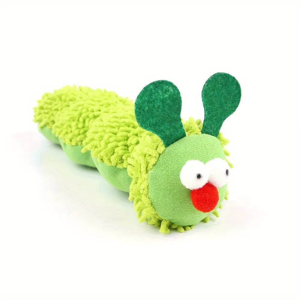 Green rechargeable electronic plush cat toy pillow measuring 24cm long