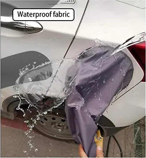 Grey waterproof drawstring cover for new energy vehicle charging point measuring 28x45x16cm