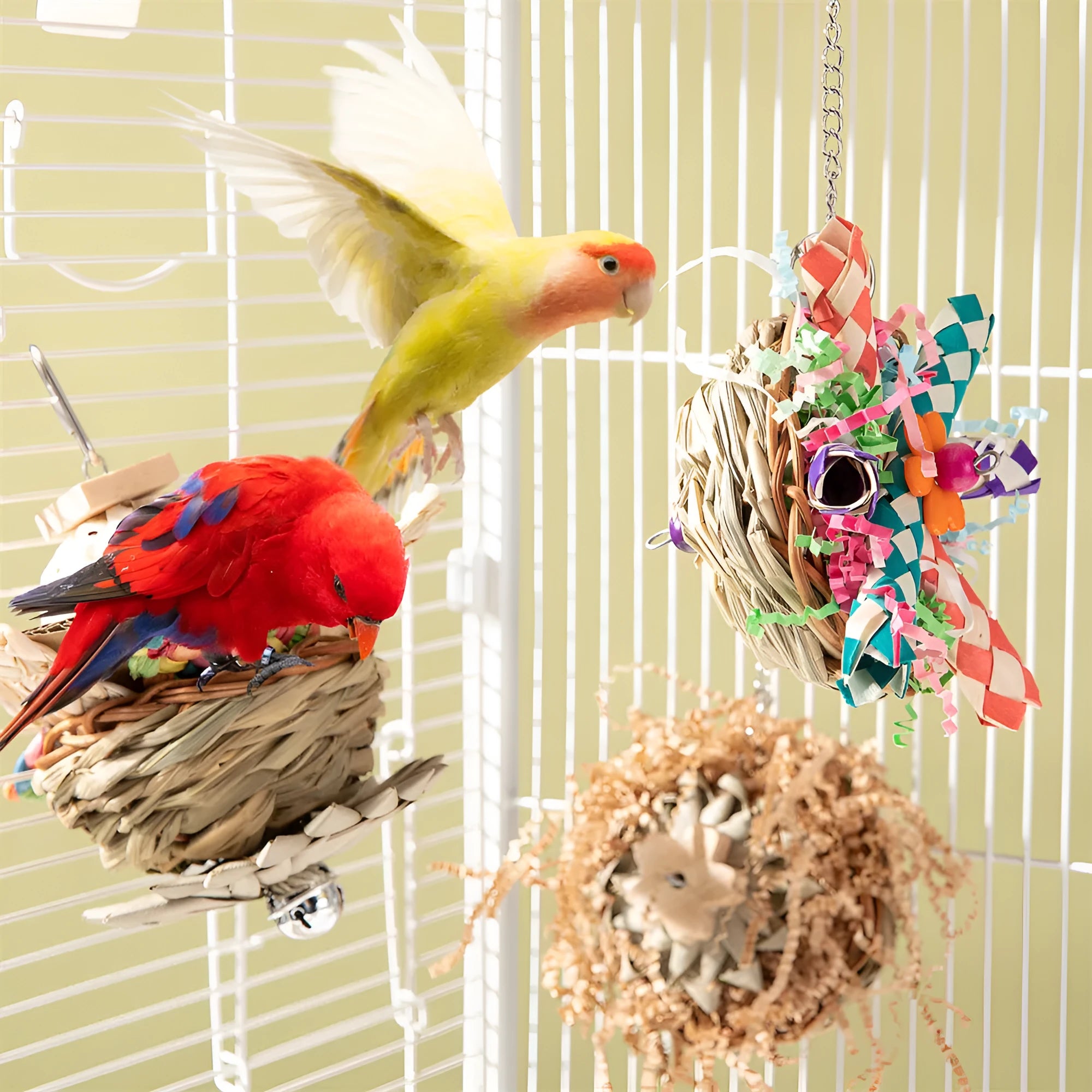 Parrot gnawing molar toy supplies three-set bundle for large birds including African Greys