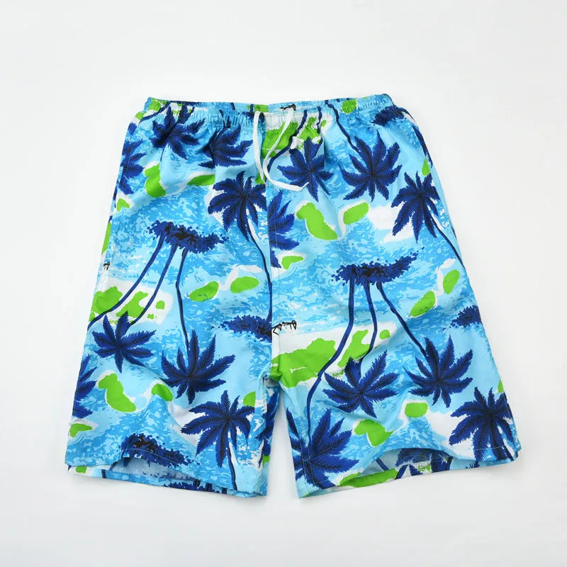 Men's floral print swimming trunks in polyester with five-point design