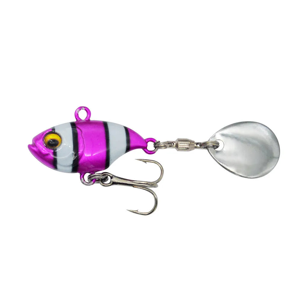 Metal fishing lure with rotating plates and sequins in multiple colour options for sea fishing