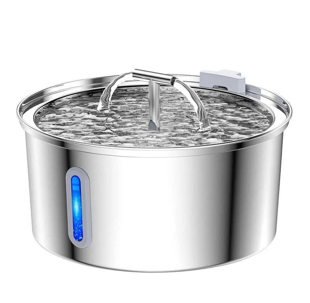 All stainless steel pet water dispenser round runway type large capacity for cats and dogs