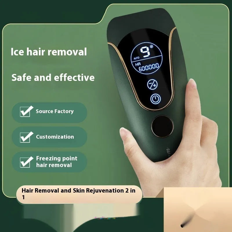 Sundial brand IPL hair removal device in green, pink or white colour on a white background.