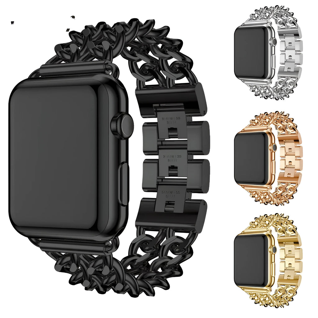 Metal denim chain bracelet stainless steel watch strap in silver for 38/40/41mm watches 180mm length