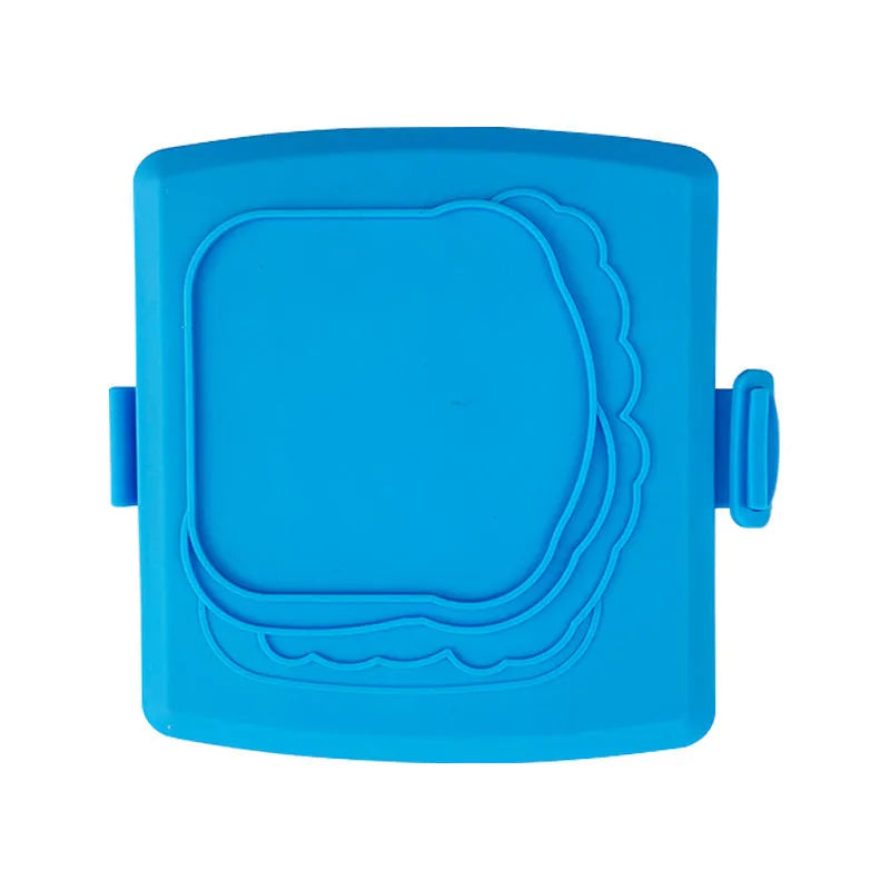 Red silicone baking tray and matching anti-scald gloves set in colour box packaging.
