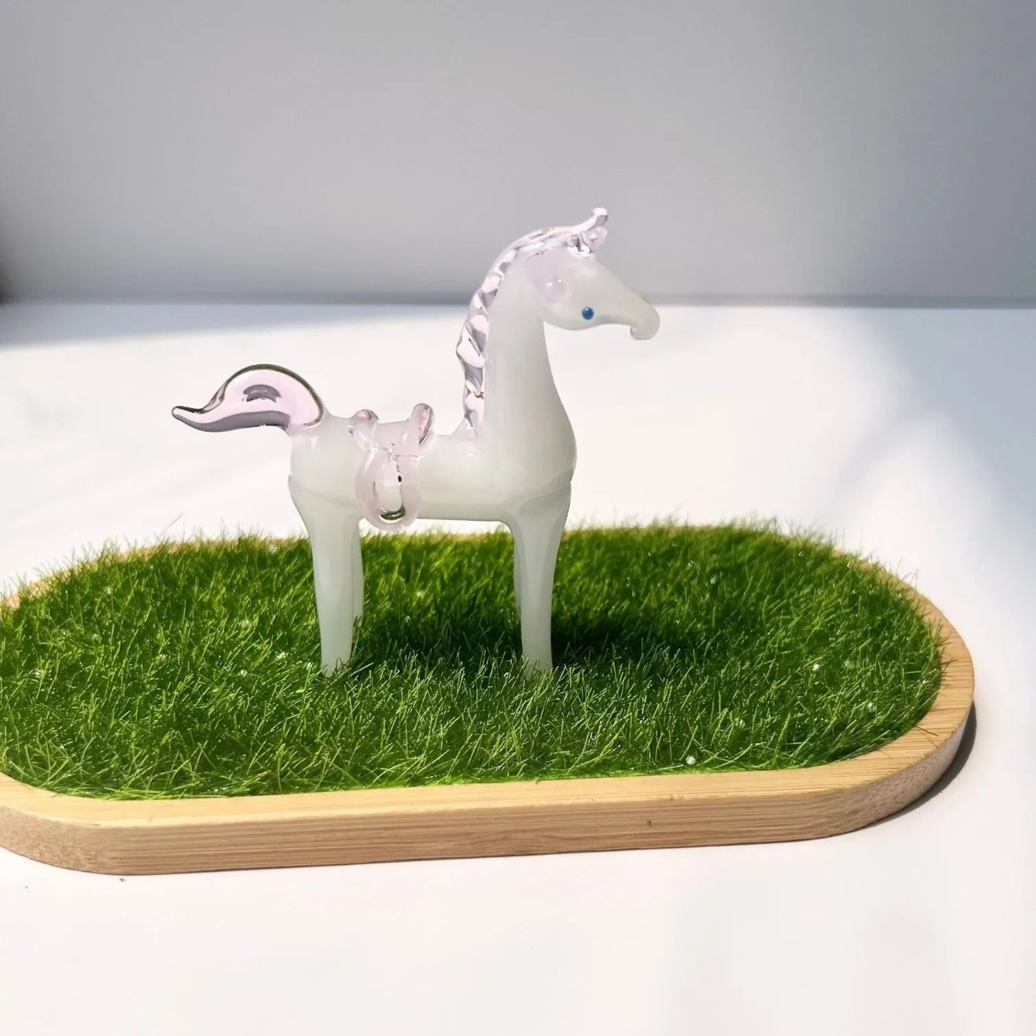 Glazed horse figurine decorative ornament in modern simple design with coloured glaze finish