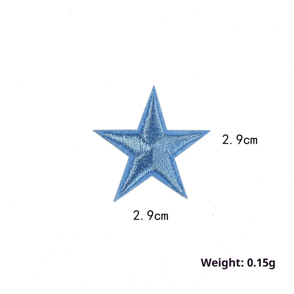Colourful embroidered five-pointed star cloth stickers for DIY fabric decoration