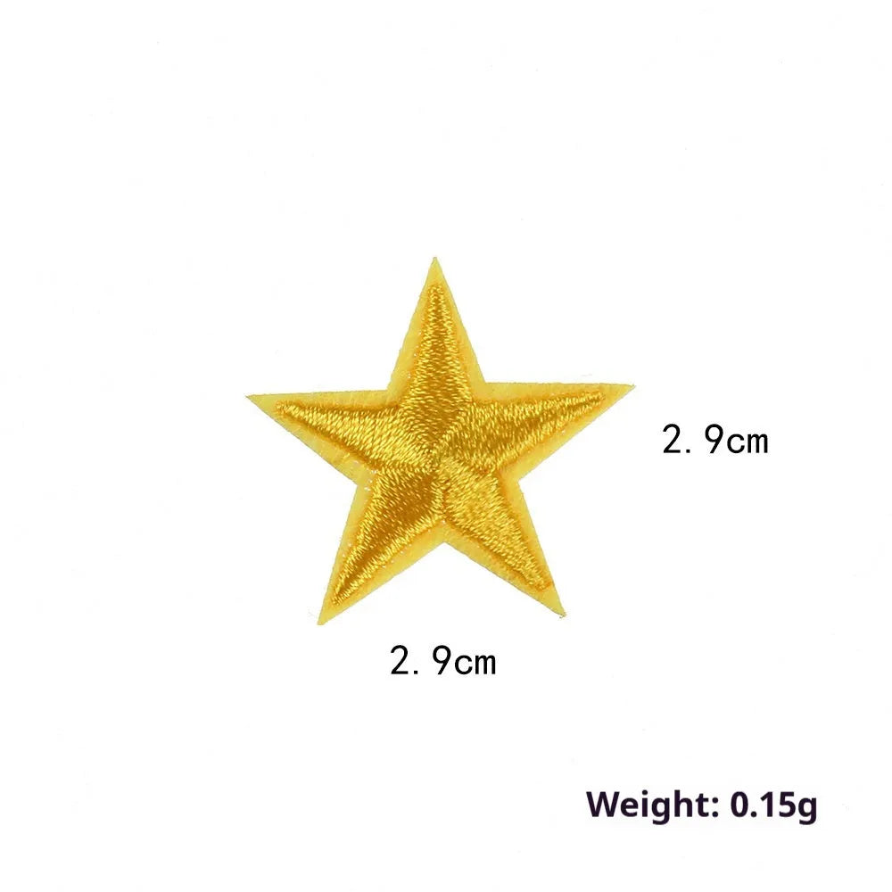 Colourful embroidered five-pointed star cloth stickers for DIY fabric decoration