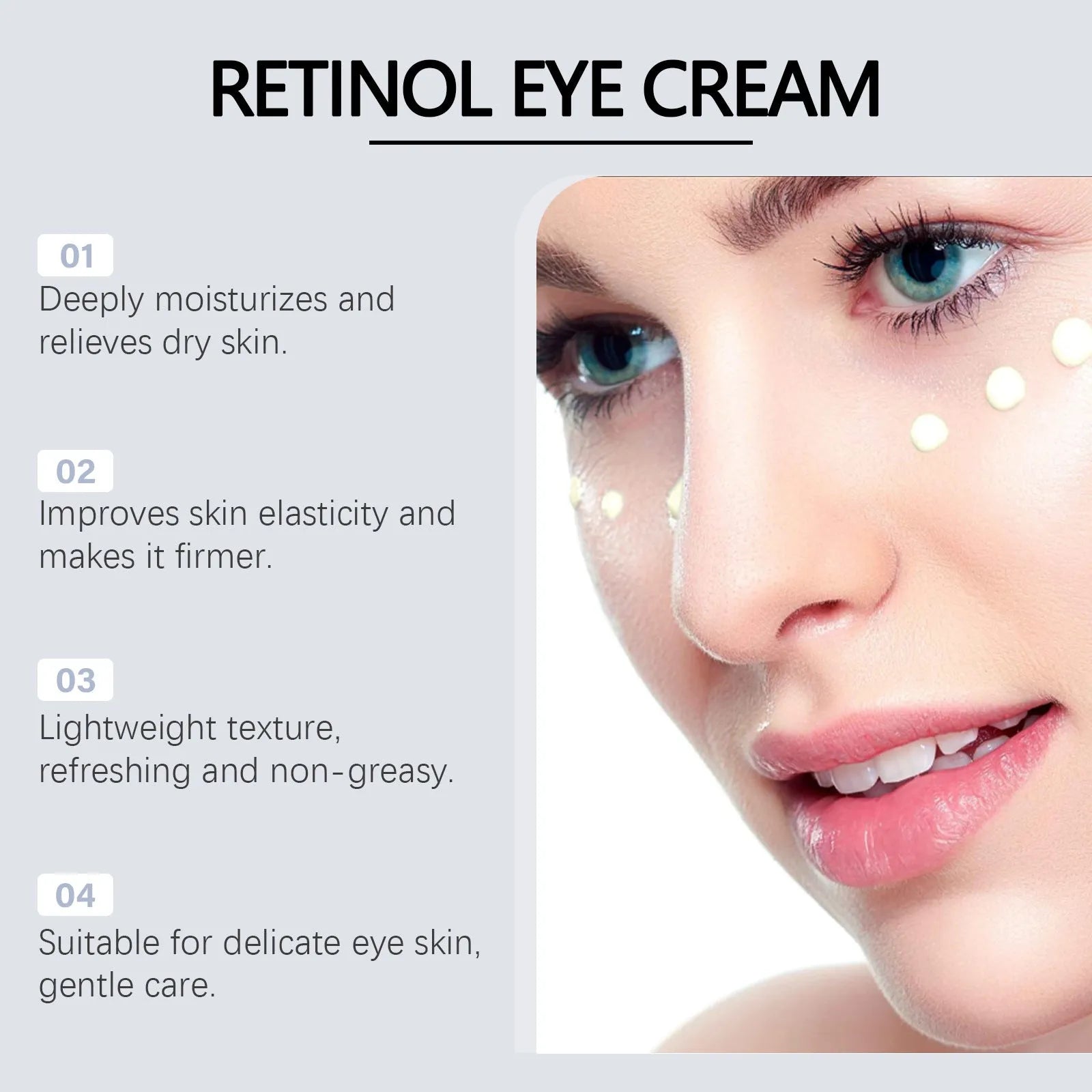 Three tubes of retinol eye cream, each 12.1cm long, containing 20g of moisturising treatment for the eye area.
