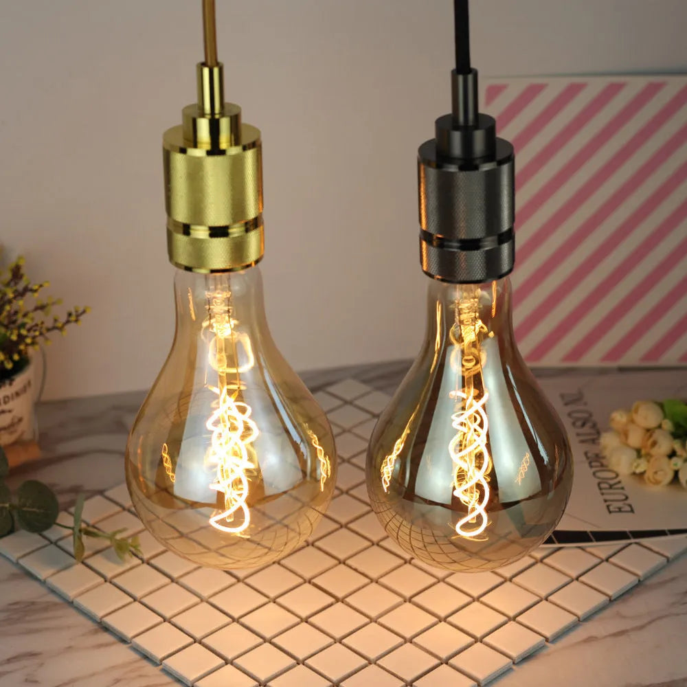 A110 double spiral LED soft light strip with gold bulb showing 110 x 200 mm dimensions