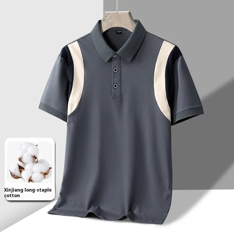 Men's striped cotton T-shirt with short sleeves in Korean style loose fit
