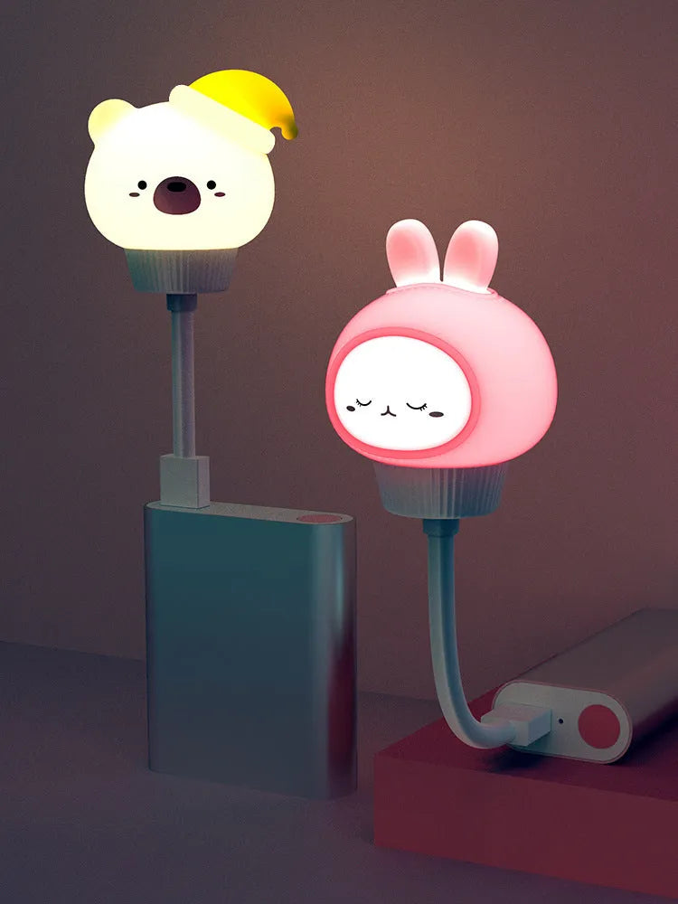 USB portable LED animal night light with remote control in cartoon bear design