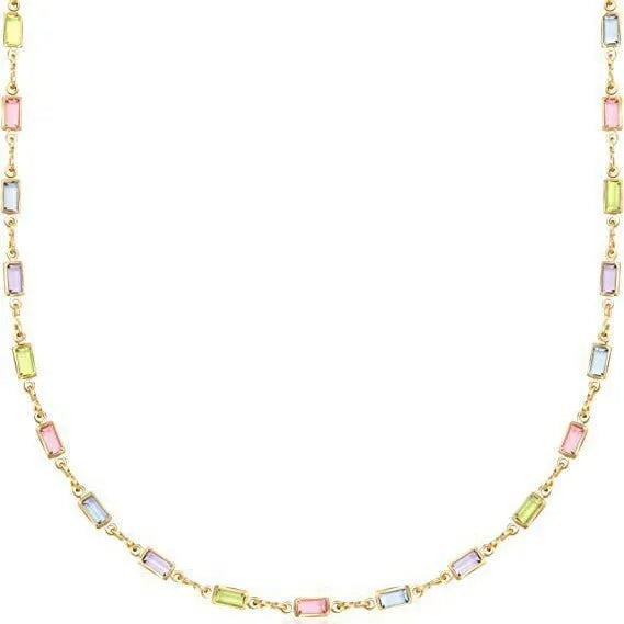 Ladies geometric glass pendant necklace on alloy chain with adjustable 41-50cm length