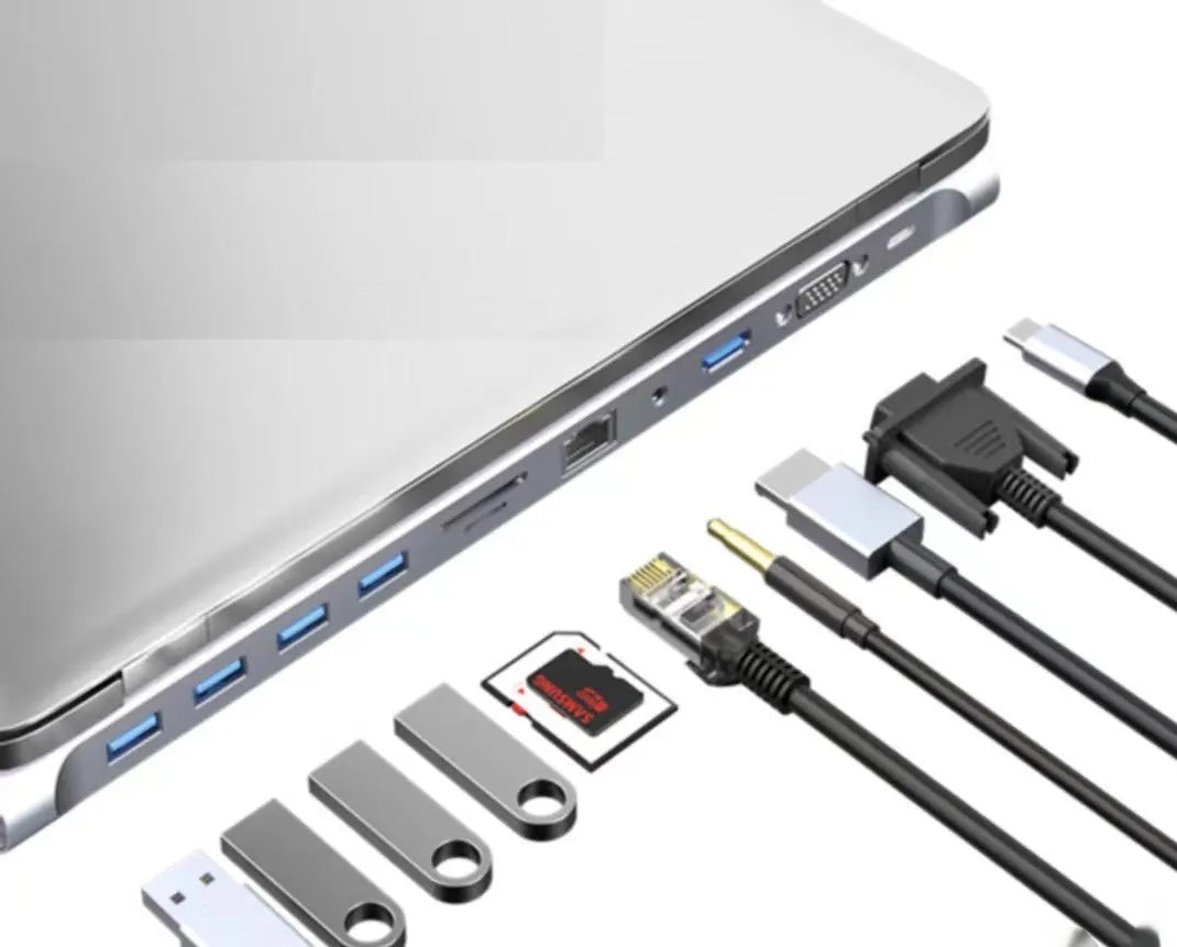 Type-C 7-in-1 expansion dock with HDMI port, USB 3.0 ports, and a 15cm black connecting cable.
