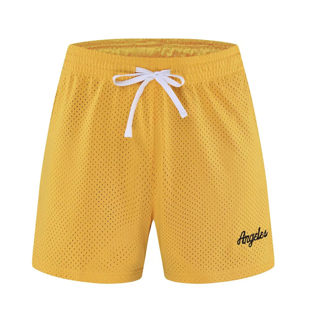 Men's personalised double-layer mesh shorts in various colours showing sport and leisure styling