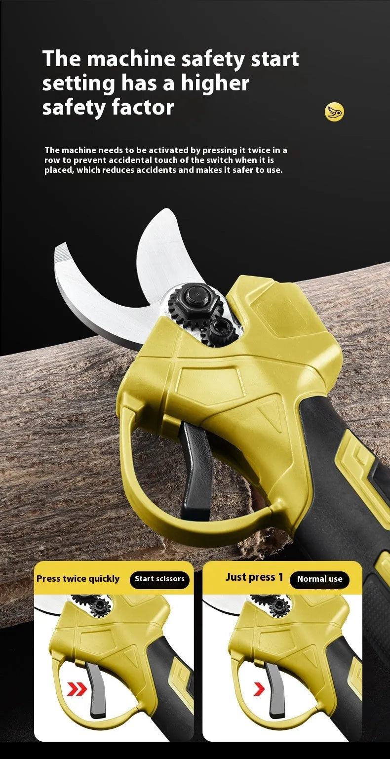 Wireless electric pruning knife with lithium batteries in plastic storage box