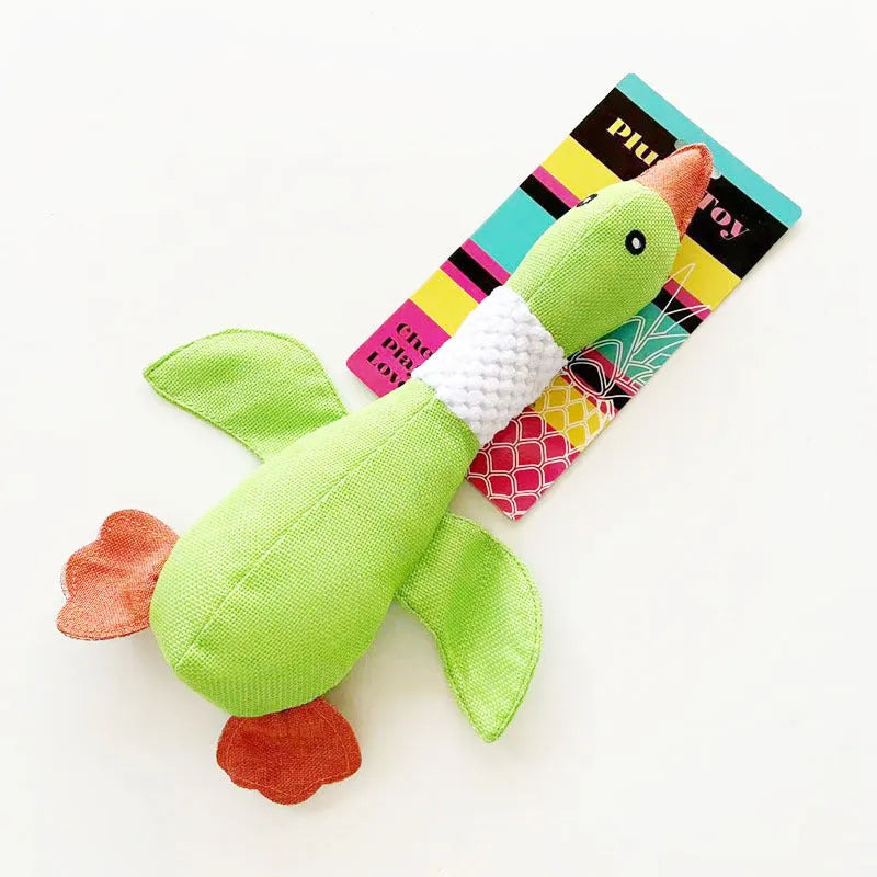 Blue duck-shaped dog plush toy with squeakers for small medium large breed dogs