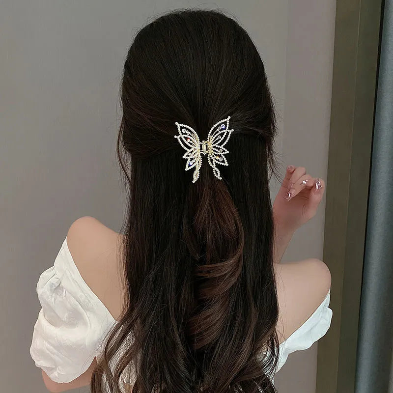 Butterfly hair clip for women with alloy electroplated construction in 6.7 x 6.2 cm size