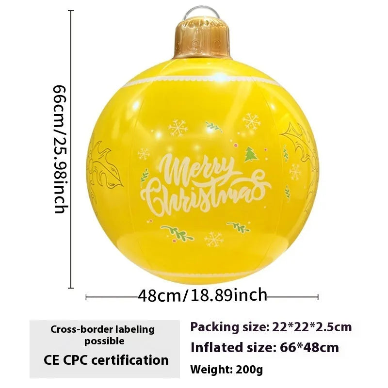 Inflatable PVC Christmas ball decoration for outdoor garden use with hand pump