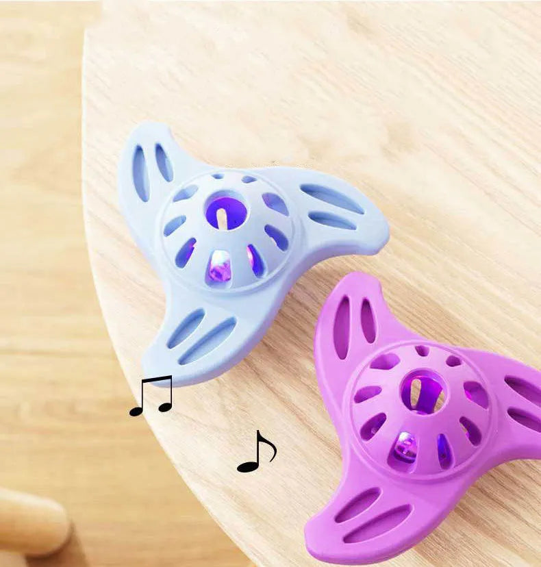 Blue boomerang-shaped molar dog toy for medium and large breed puppies