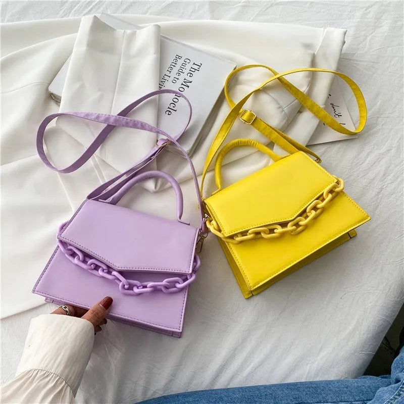 Women's PU leather horizontal square crossbody bag one-shoulder design 18cm top width 20cm bottom width 16cm height