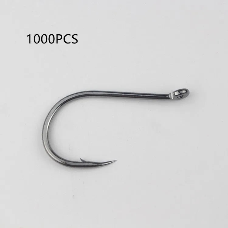 Bulk pack of barbed crooked mouth fishing hooks in alloy carbon steel for rock and sea fishing