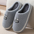 Women's rabbit plaid design winter slippers with thick rubber soles in apricot colour option
