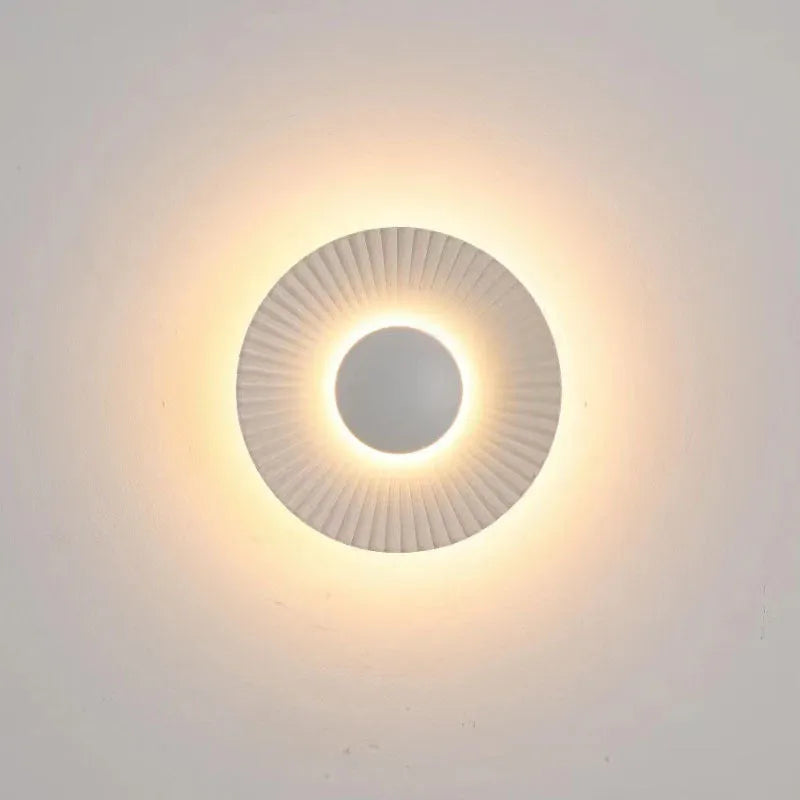 Round aluminium wall lamp with white and gold colour combinations for bedroom or living room