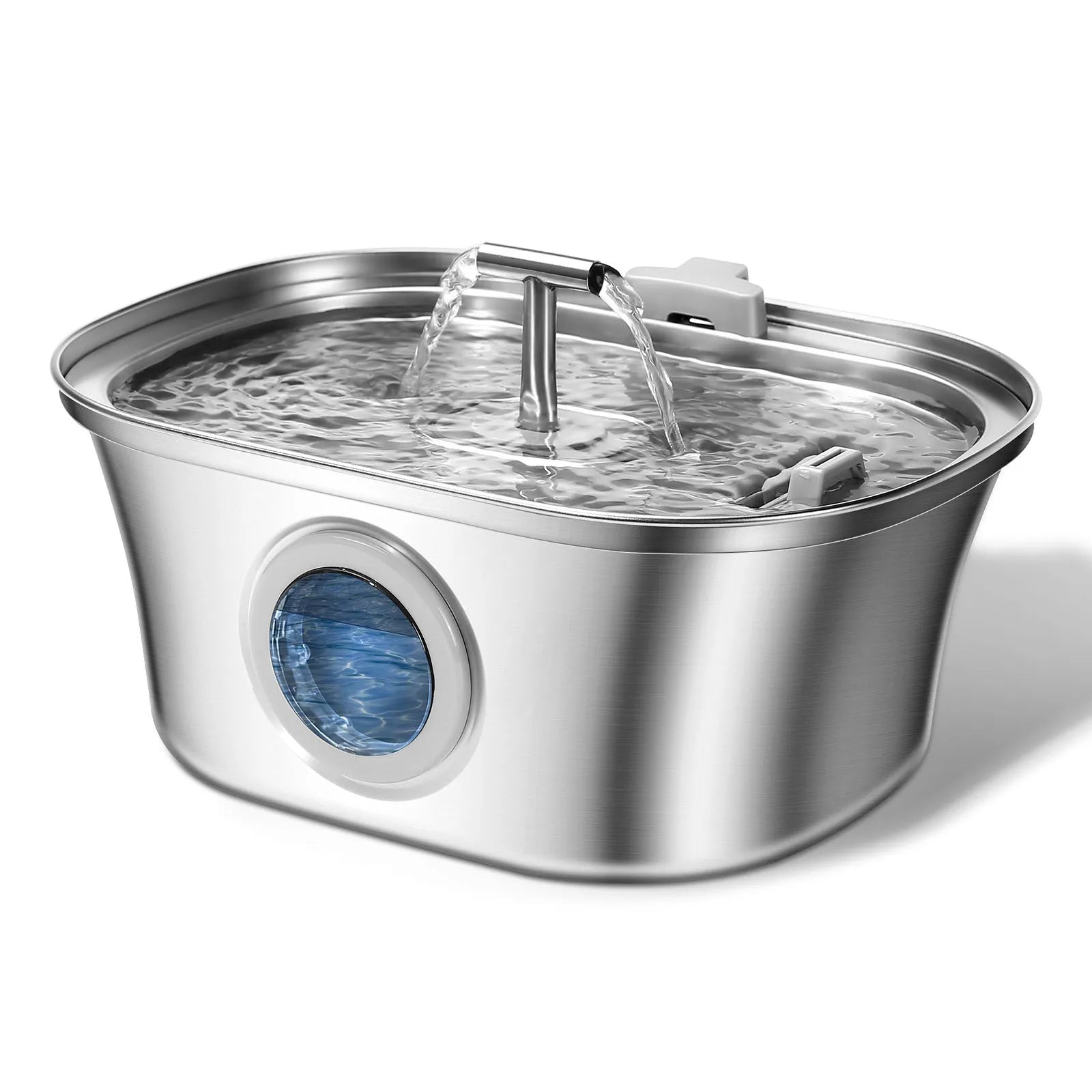 All stainless steel pet water dispenser round runway type large capacity for cats and dogs