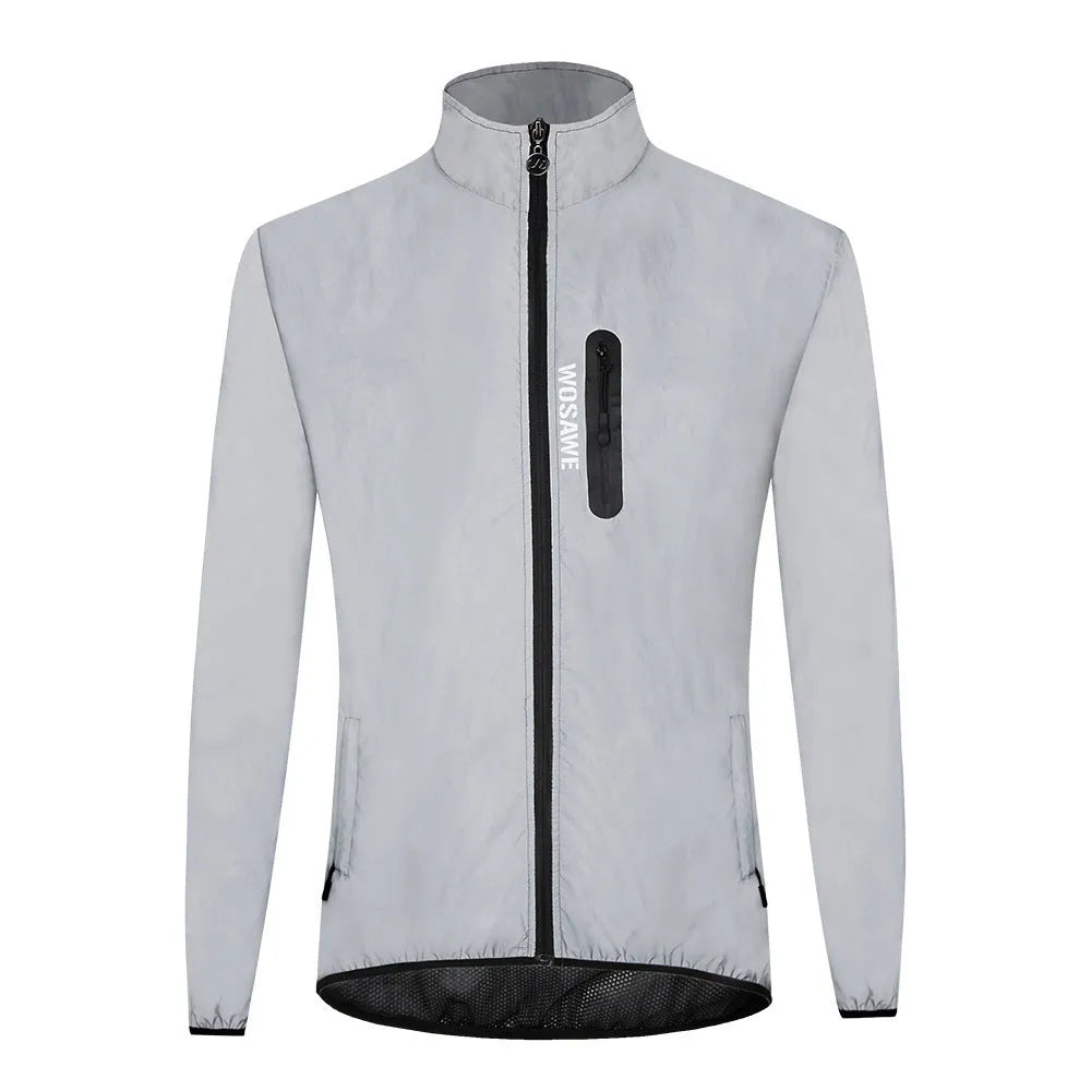 Silver waterproof windproof polyester long sleeve jacket BL220 with Asian to European size conversion chart