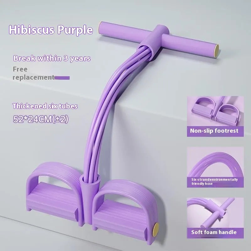 Purple TPR waist slimming pedal pulling rope device for home sit-up and arm exercises