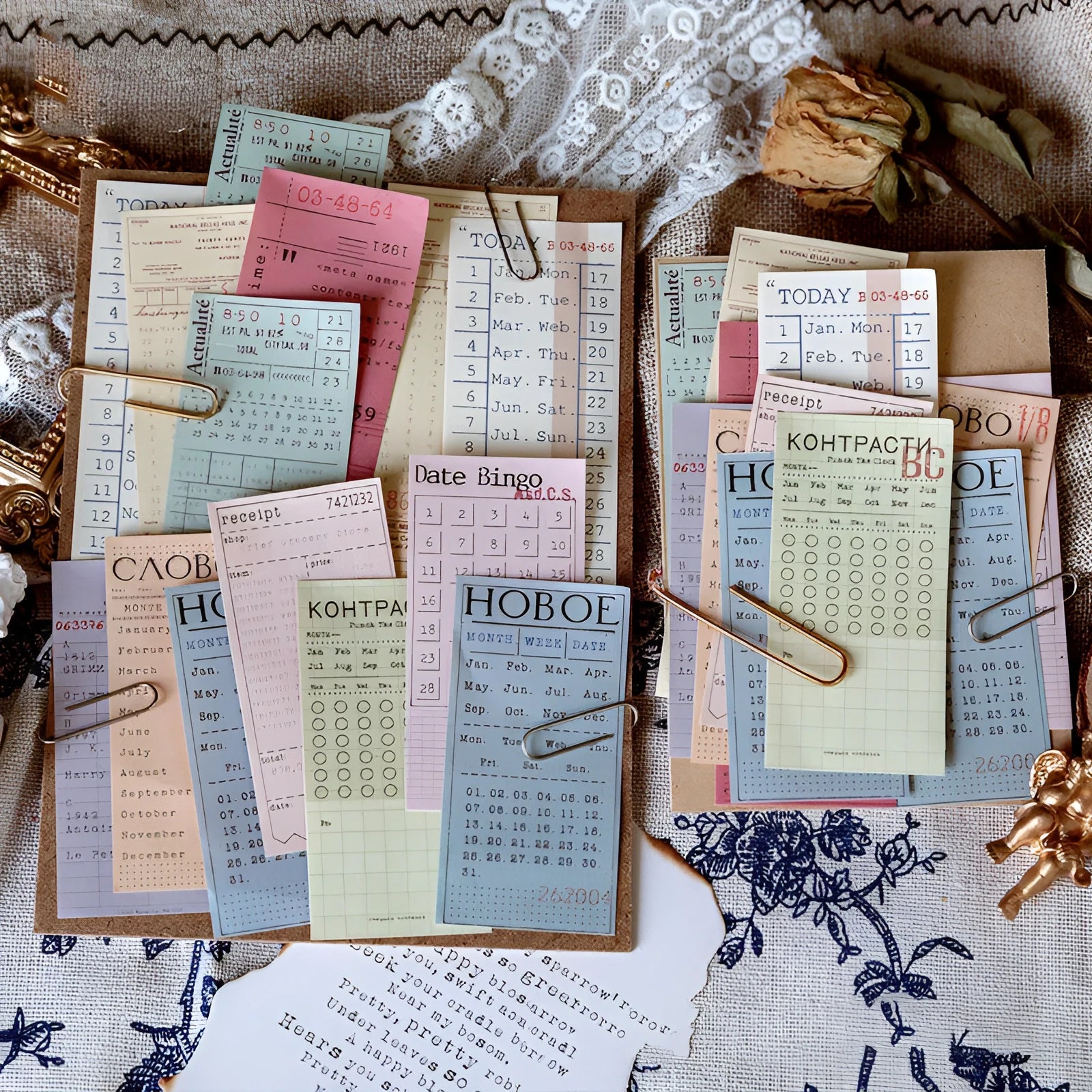 Creative Vintage Writable Pad City Notes notebook set with two sizes, 100 pages each, six cover colours, in OPP bag