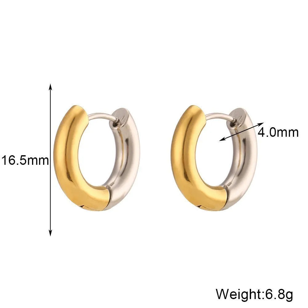 Women's gold electroplated geometric jewellery set with earrings, bracelet and necklace on stainless steel