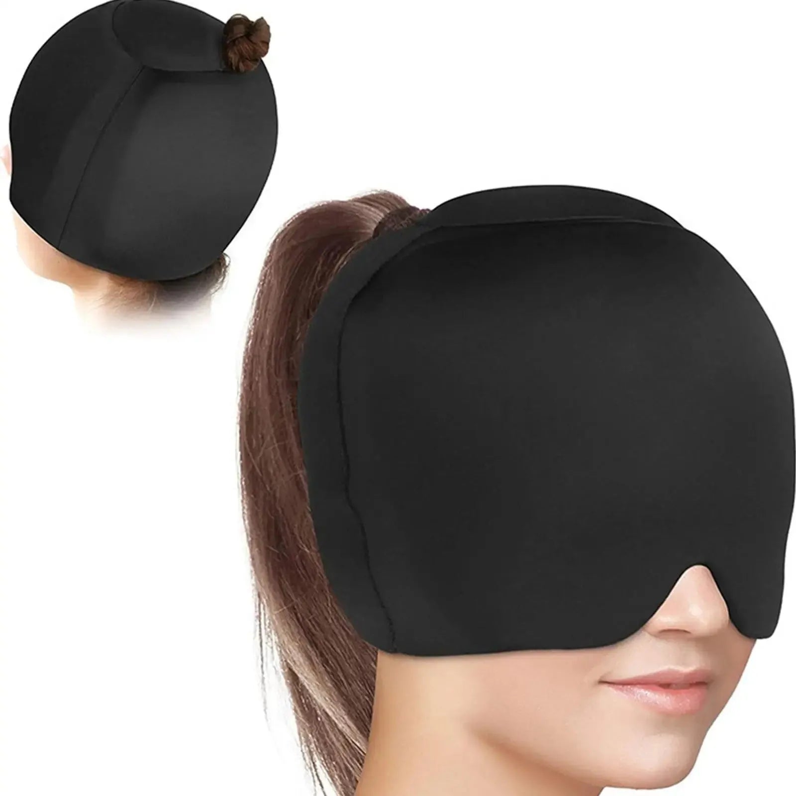 Simple solid colour polyester cold compress cap with fully enclosed design.