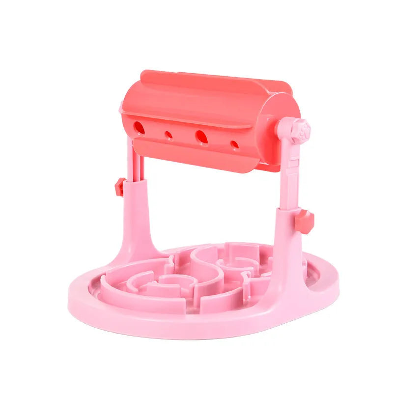 Interactive pet puzzle slow feeder bowl with adjustable height in blue green pink colours
