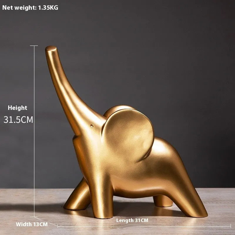 Modern Fortune Bring Elephant resin ornament in rose gold on a plain background