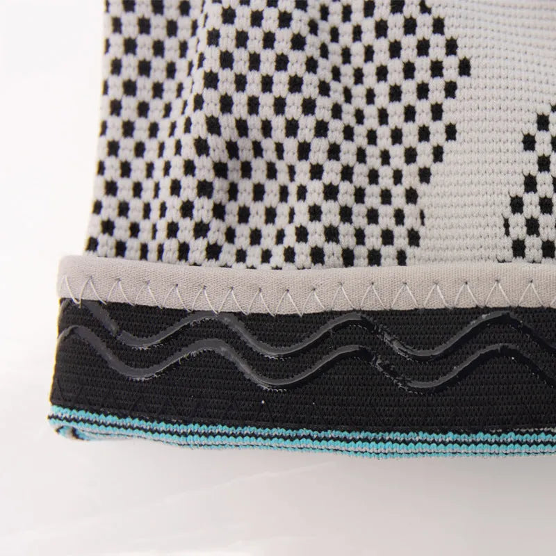 Sky blue silicone running and basketball knee pads made from elastic fibre.