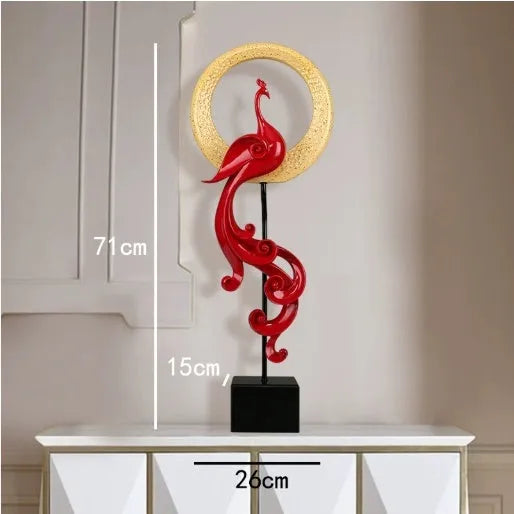 European style synthetic resin Phoenix ornament in a choice of festive red, rose gold or elegant silver finish.