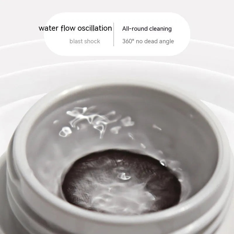 Automatic ultrasonic cleaning machine for glasses in blue, pink, or pearl white.