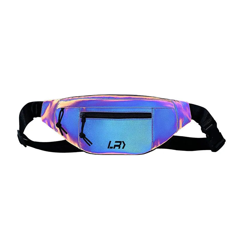 Blue crossbody reflective chest bag with shoulder strap and soft handle for cycling